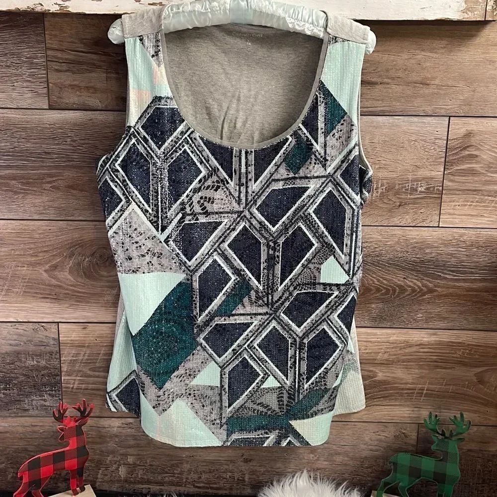 Coldwater Creek Tank Style Top, Size L 14, Sequined Front, Beautiful Design